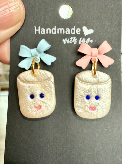 Marshmallow Gender Reveal Clay Earrings